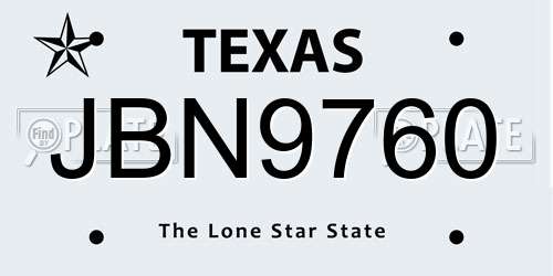 JBN9760 Texas License Plate
