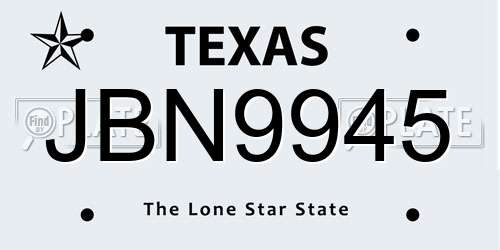 JBN9945 Texas License Plate