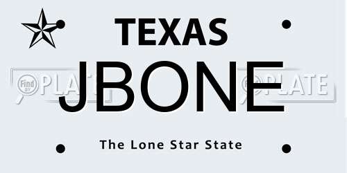JBONE Texas License Plate