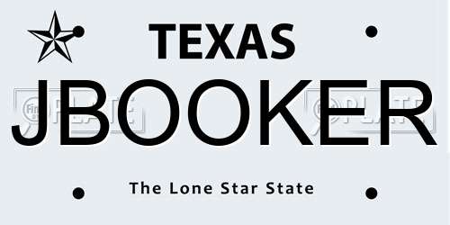 JBOOKER Texas License Plate