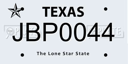 JBP0044 Texas License Plate