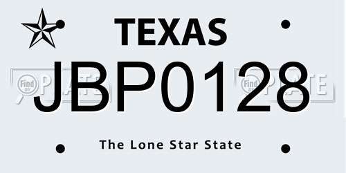 JBP0128 Texas License Plate