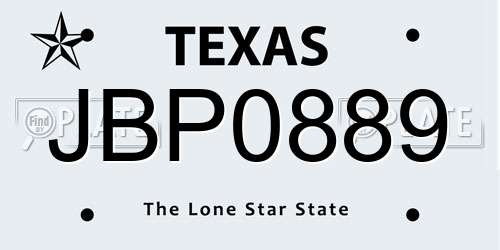 JBP0889 Texas License Plate