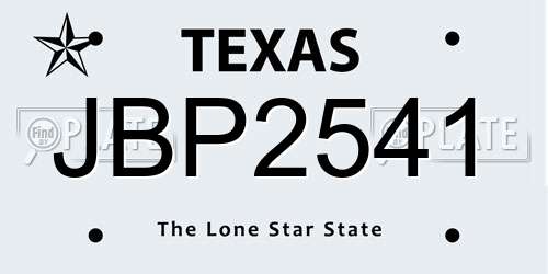 JBP2541 Texas License Plate