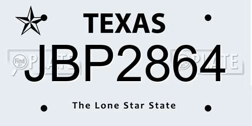 JBP2864 Texas License Plate