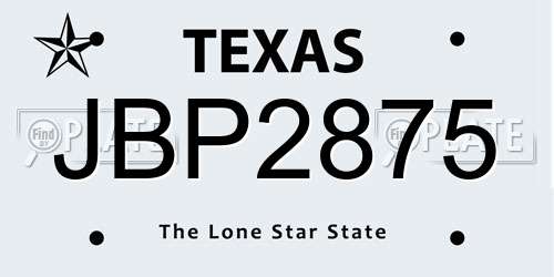 JBP2875 Texas License Plate