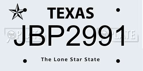 JBP2991 Texas License Plate