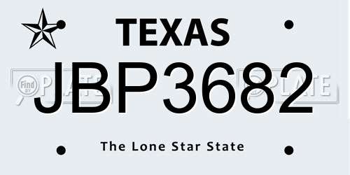 JBP3682 Texas License Plate