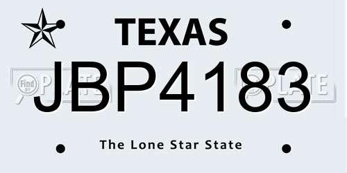 JBP4183 Texas License Plate