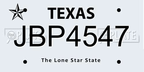 JBP4547 Texas License Plate