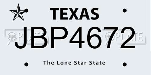 JBP4672 Texas License Plate