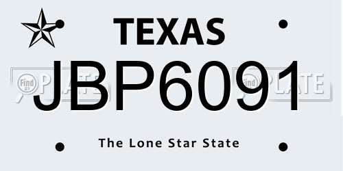 JBP6091 Texas License Plate
