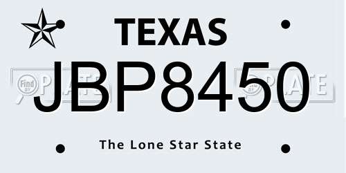 JBP8450 Texas License Plate