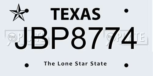 JBP8774 Texas License Plate