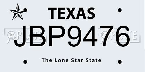 JBP9476 Texas License Plate