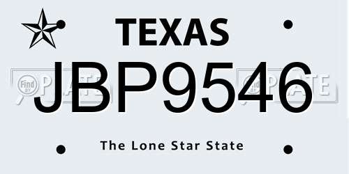 JBP9546 Texas License Plate