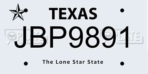 JBP9891 Texas License Plate