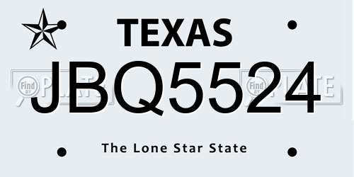 JBQ5524 Texas License Plate