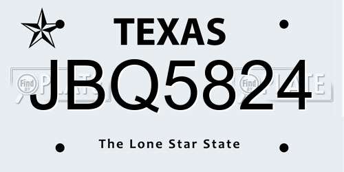 JBQ5824 Texas License Plate