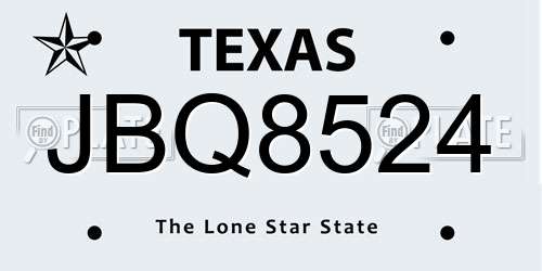 JBQ8524 Texas License Plate