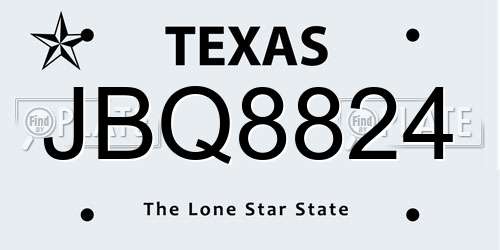 JBQ8824 Texas License Plate