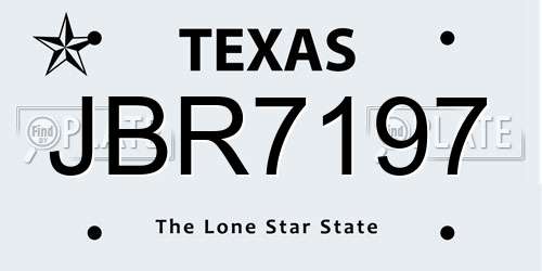 JBR7197 Texas License Plate