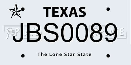 JBS0089 Texas License Plate