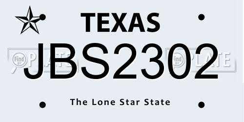 JBS2302 Texas License Plate