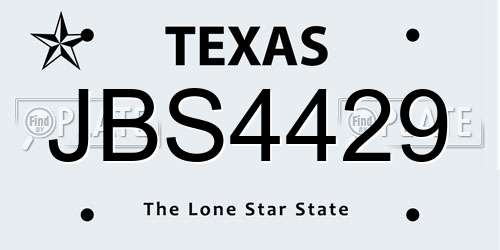JBS4429 Texas License Plate