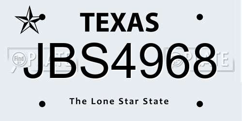 JBS4968 Texas License Plate