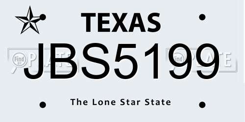 JBS5199 Texas License Plate