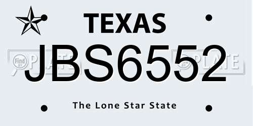 JBS6552 Texas License Plate