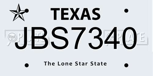 JBS7340 Texas License Plate
