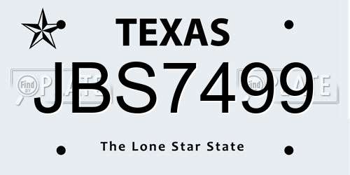 JBS7499 Texas License Plate
