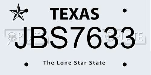 JBS7633 Texas License Plate