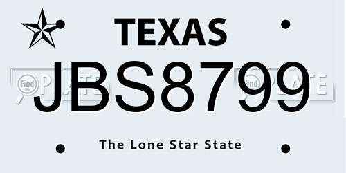 JBS8799 Texas License Plate
