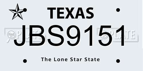 JBS9151 Texas License Plate