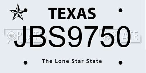 JBS9750 Texas License Plate