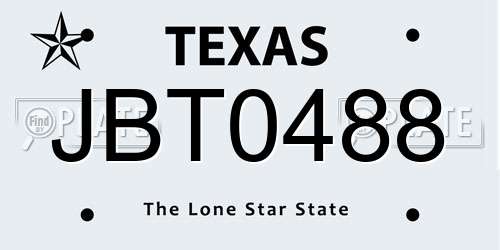 JBT0488 Texas License Plate