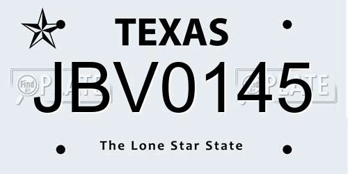 JBV0145 Texas License Plate