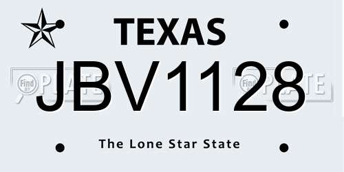 JBV1128 Texas License Plate