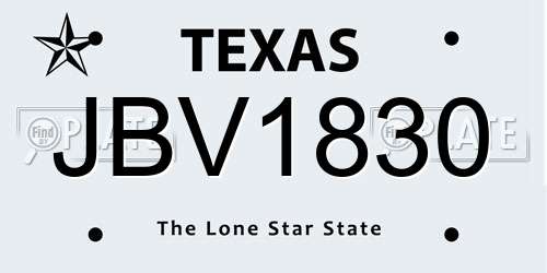 JBV1830 Texas License Plate