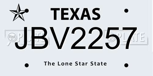 JBV2257 Texas License Plate