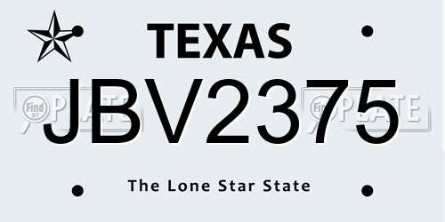 JBV2375 Texas License Plate