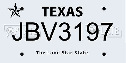 JBV3197 Texas License Plate
