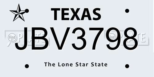 JBV3798 Texas License Plate