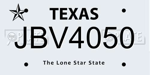 JBV4050 Texas License Plate