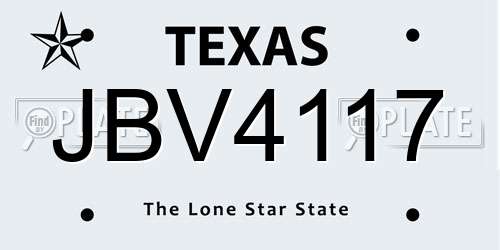 JBV4117 Texas License Plate