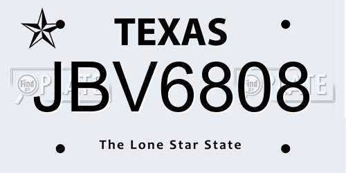 JBV6808 Texas License Plate