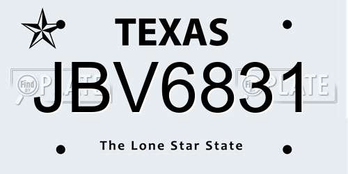 JBV6831 Texas License Plate